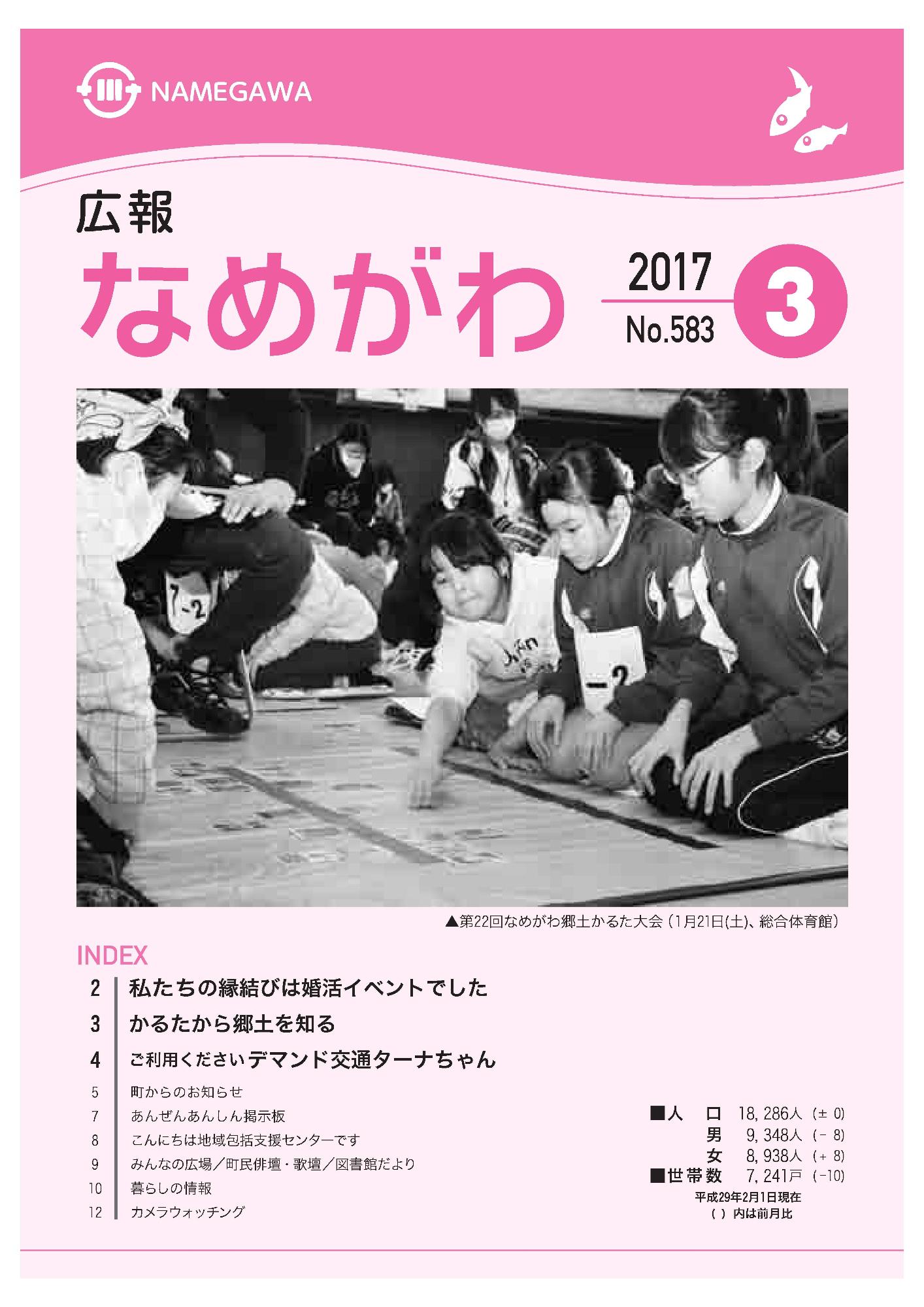 広報なめがわNo.583平成29年3月号の表紙